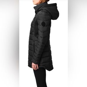Bernardo Walker Hooded Water Resistant Puffer Jacket EcoPlume Black XS packable
